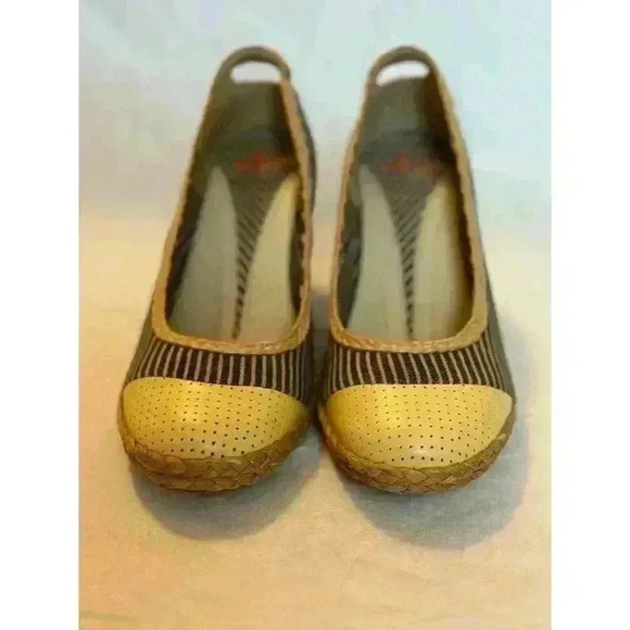 Raquel Women’s J Shoes JAYWALK US 7 EU 38 NAVY YELLOW STRAW WEDGE HEELS - Picture 6 of 8